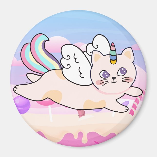 Íman Magneta de Cat Unicorn (Frente)