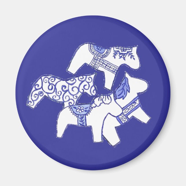 Íman Magneta de Cavalos Azuis e Brancos (Frente)