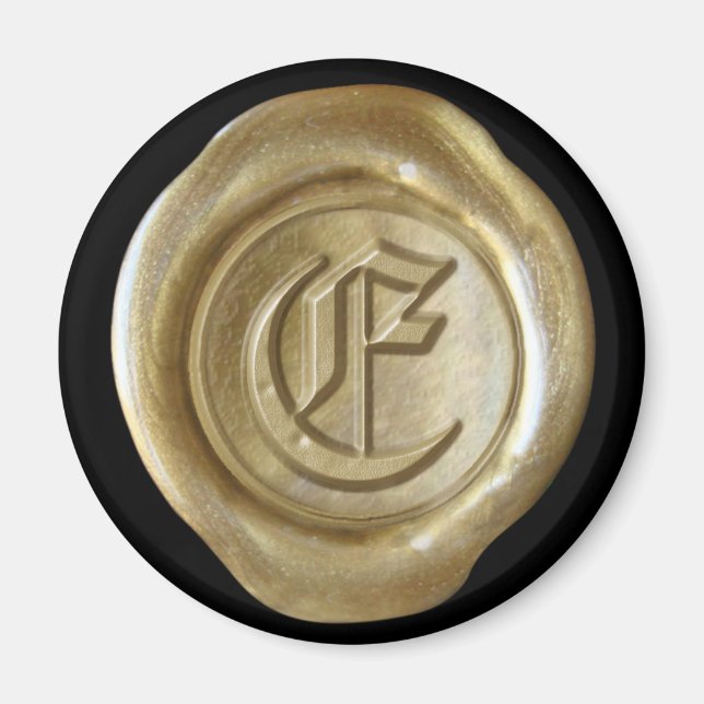 Íman Magneta de cera monograma - Dourado - Inglês antig (Frente)