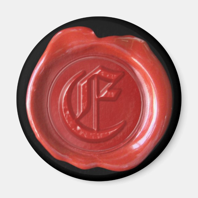 Íman Magneta de cera monograma - Vermelho - Antigo Ingl (Frente)