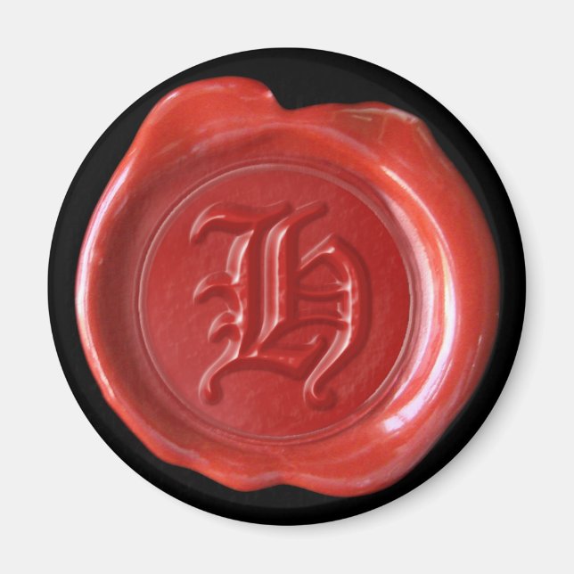 Íman Magneta de cera monograma - Vermelho - Antigo Ingl (Frente)