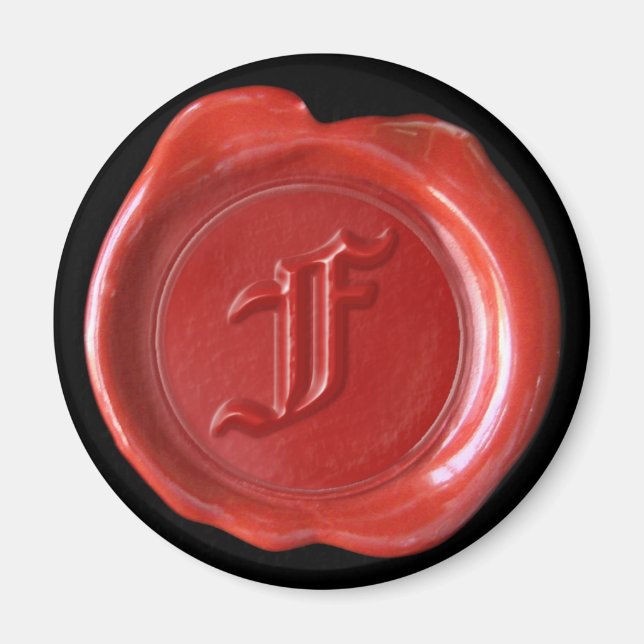 Íman Magneta de cera monograma - Vermelho - Antigo Ingl (Frente)