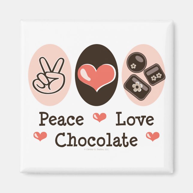 Íman Magneta de Chocolate Peace Love (Frente)