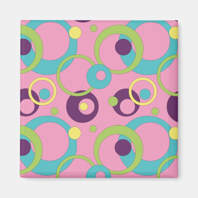 Íman Magneta de Círculos Rosa Funky (Frente)