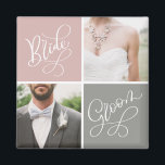 Íman Magneta de Colagem de Fotos para Casamento de Noiv<br><div class="desc">Capture e mostre seus momentos especiais com este ímã de casamento personalizável. Adicione suas fotos favoritas do dia do seu casamento a esta noiva de duas fotos e colagem de noivos. Outras cores estão disponíveis.</div>