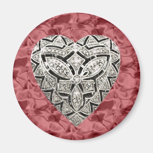 Íman Magneta de Coração do Designer Elegante Vermelho R (Frente)