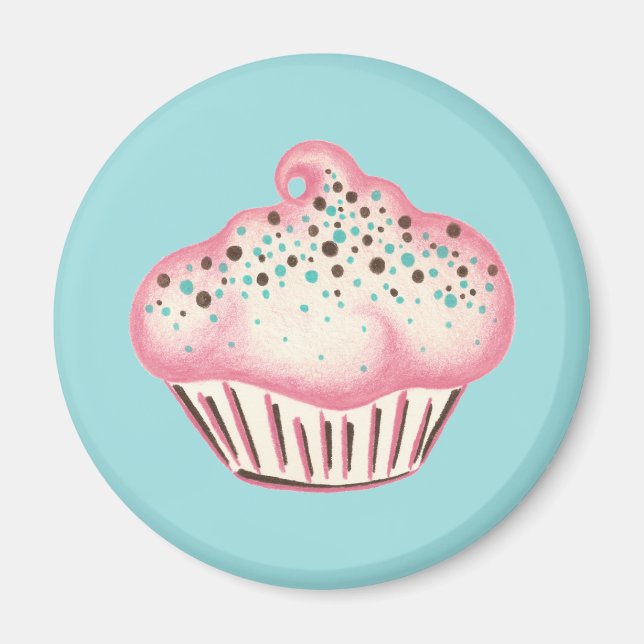 Íman Magneta de cozinha de Cupcake rosa (Frente)
