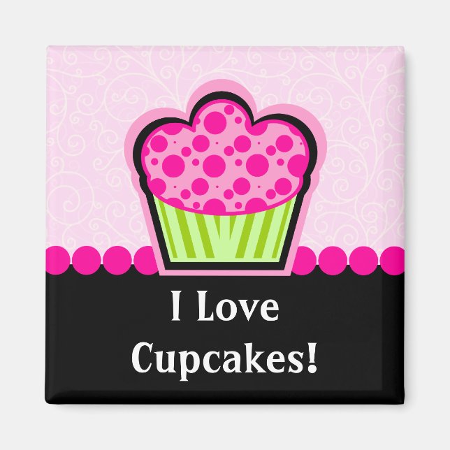 Íman Magneta de Cupcake Rosa Whimsical (Frente)