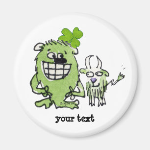 Íman Magneta de desenho de Shamrock do Monstro Verde