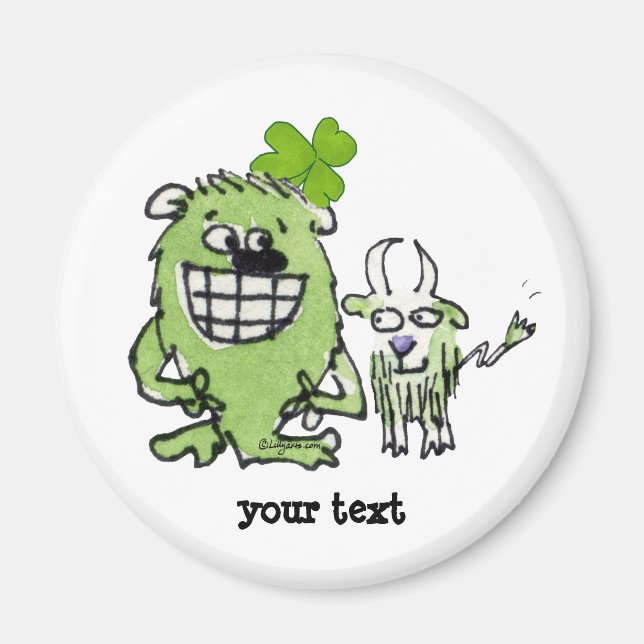 Íman Magneta de desenho de Shamrock do Monstro Verde (Frente)