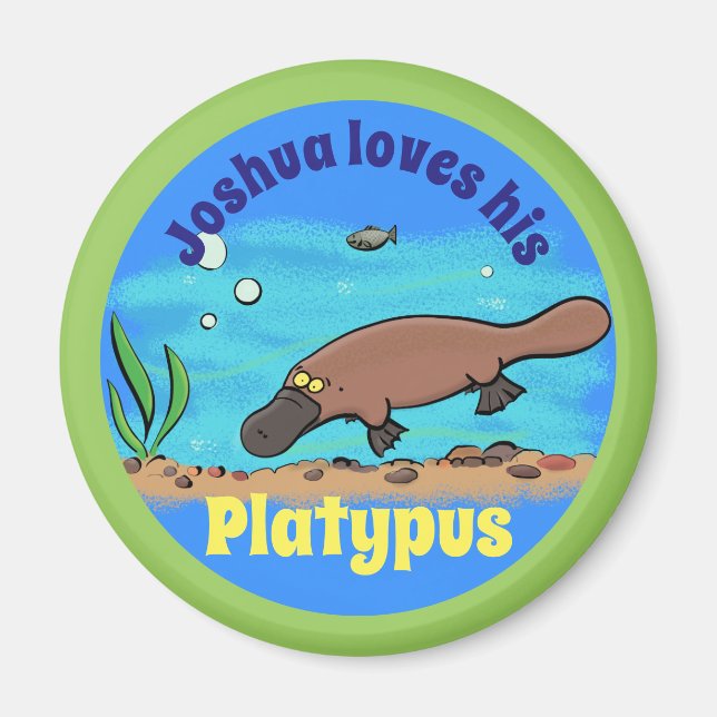 Íman Magneta de design de cartoon de platypus (Frente)