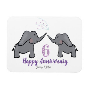Íman magneta de elefante fofo do aniversário de casame