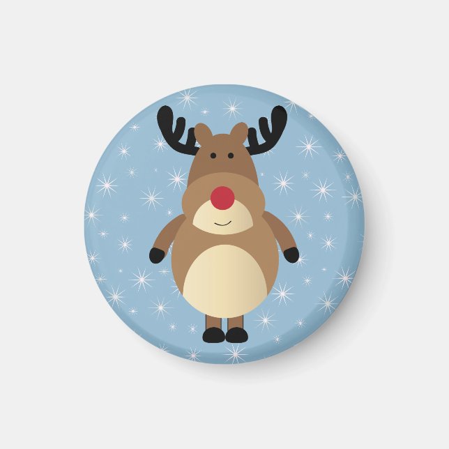 Íman Magneta de Férias de inverno para Reindeer Cute (Frente)