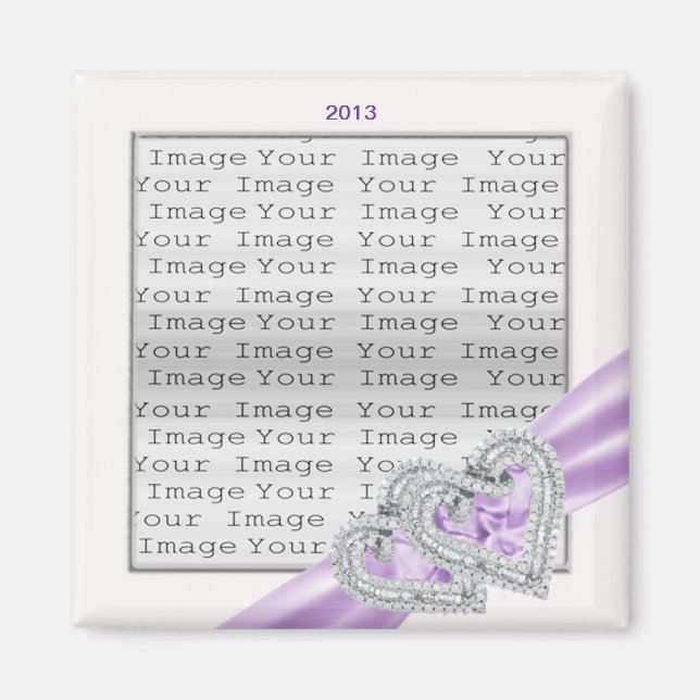 Íman Magneta de fita de Lavanda de Corações Personaliza (Frente)