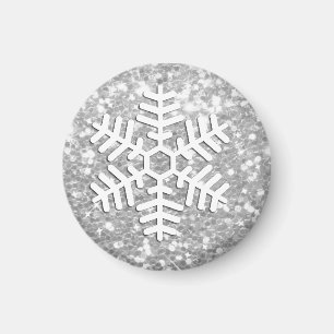 Íman Magneta de Floco de Neve da Silver Glittery Christ