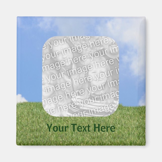 Íman Magneta de Fotografia de Grama Verde do Céu Azul (Frente)