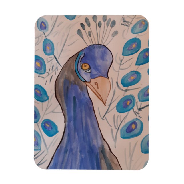 Íman Magneta de Fotografia Flexível Azul Peacock (Vertical)