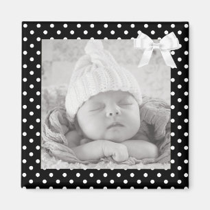 Íman Magneta de Fotos Pontiladas de Polka Preta e Branc