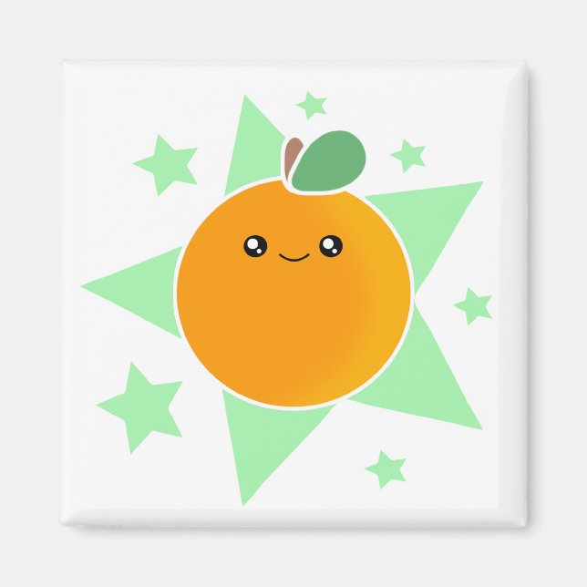 Íman Magneta de Fruta Laranja Kawaii (Frente)