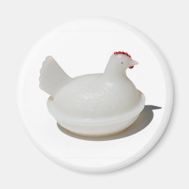 Íman Magneta de Galinha de Vidro Antiquado (Frente)