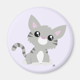 Íman Magneta de Gatinho de Cinza