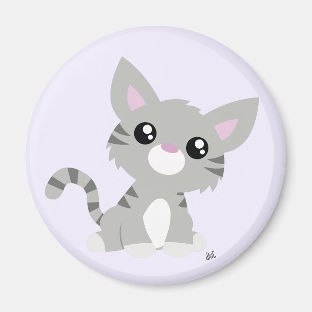 Íman Magneta de Gatinho de Cinza (Frente)