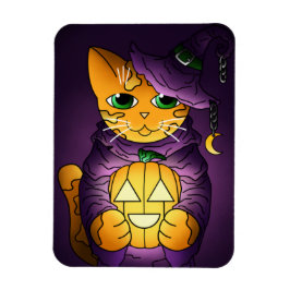 Íman Magneta de Gato de Bruxas do Halloween Roxo