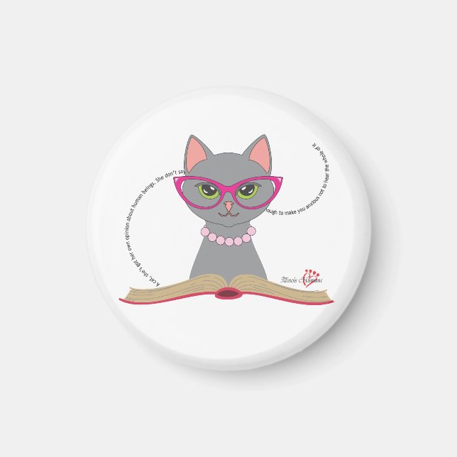 Íman Magneta de Gato de Livro (Frente)