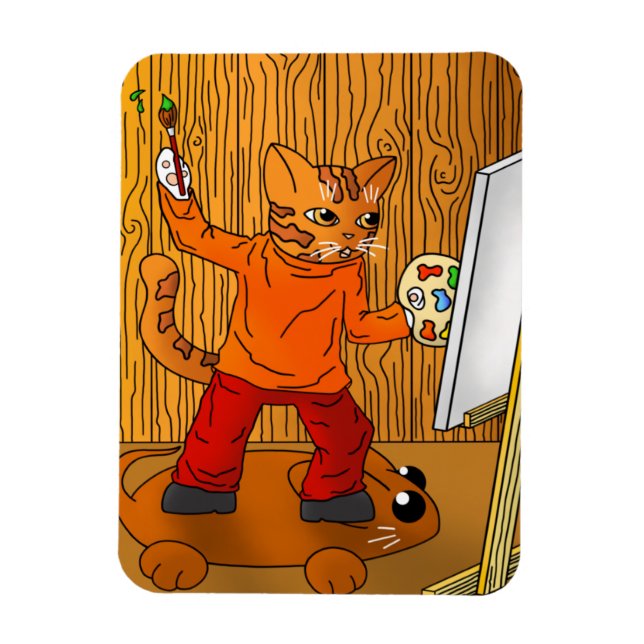 Íman Magneta de Gato do Pintor de Artistas (Vertical)
