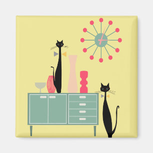 Íman Magneta de Gato Legal MCM da Era Atômica Retroativ