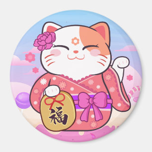 Íman Magneta de Gato Sortudo