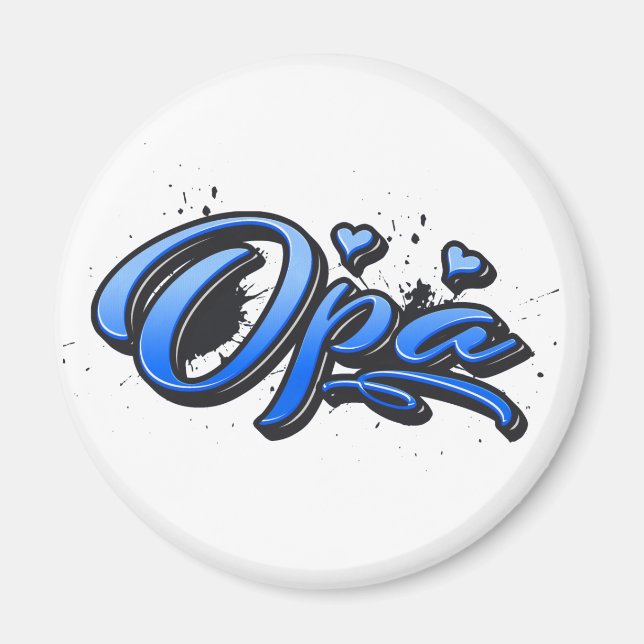 Íman Magneta de Grafite de Coração Azul Opa (Frente)