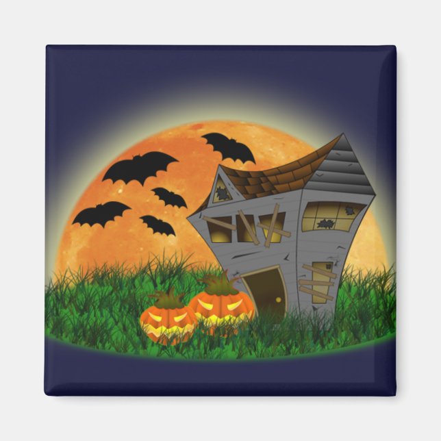 Íman Magneta de Halloween da Casa Assombrada (Frente)