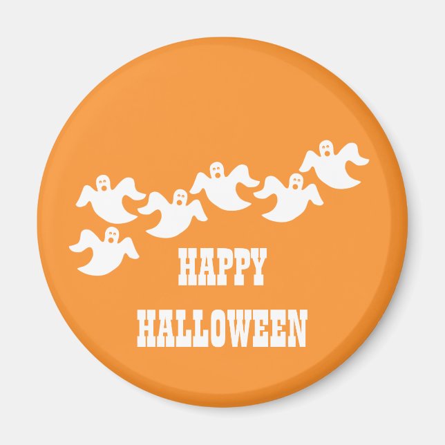 Íman Magneta de Halloween do Partido Fantasma, Laranja (Frente)