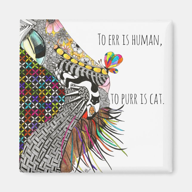 Íman Magneta de Ilustração de Rato e Gato (Frente)