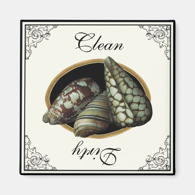 Íman Magneta de lava-louça limpa e preta (Frente)