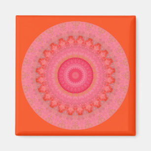 Íman Magneta de mandala rosa, laranja e amarela