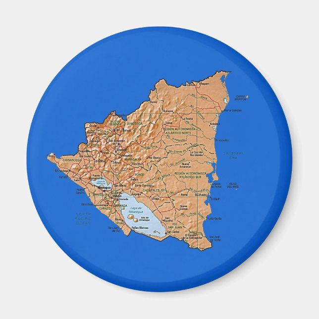 Íman Magneta de Mapa da Nicarágua (Frente)