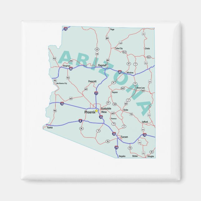 Íman Magneta de Mapa Interestadual de arizona (Frente)