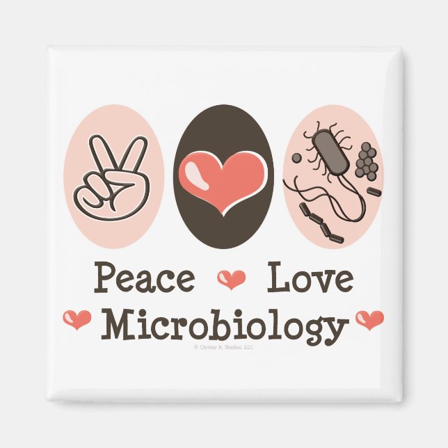Íman Magneta de Microbiologia Peace Love (Frente)