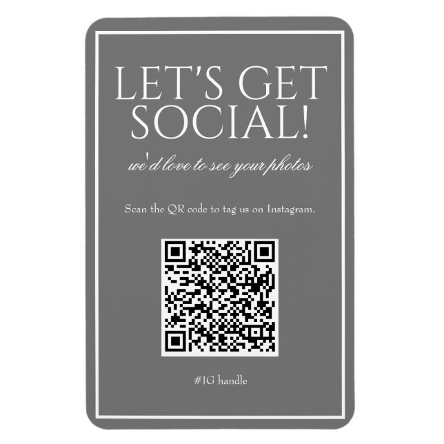 Íman Magneta de Mídia Social de Código QR de Cinza Simp (Vertical)