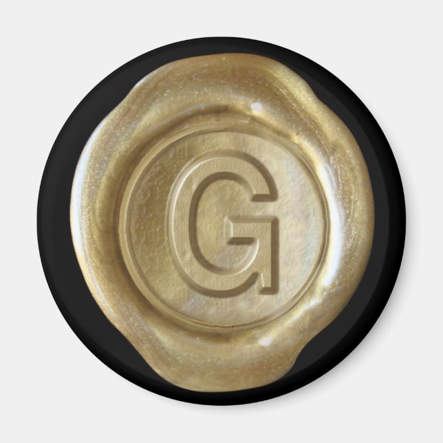 Íman Magneta de monograma de cera - Dourado - Estilo do (Frente)