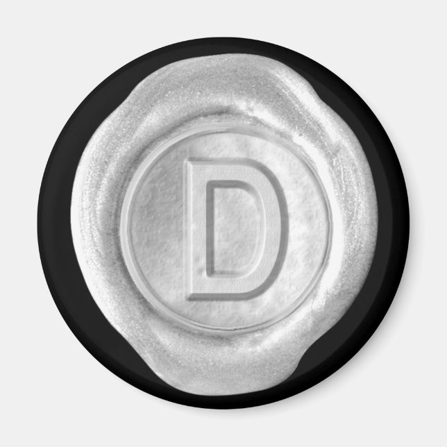 Íman Magneta de monograma de cera - Prata - Estilo dour (Frente)