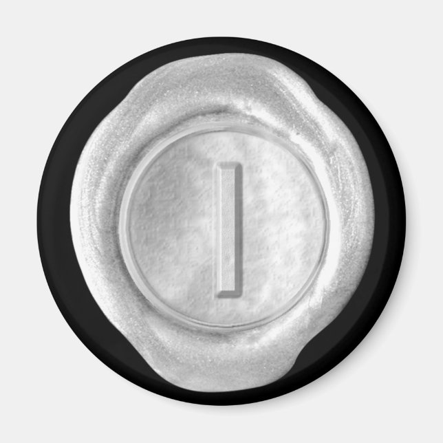 Íman Magneta de monograma de cera - Prata - Estilo dour (Frente)