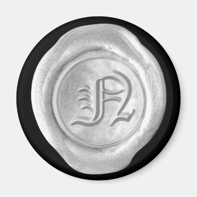 Íman Magneta de monograma de cera - Prata - Inglês anti (Frente)