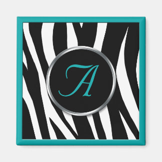 Íman Magneta de Monograma para Impressão Chic Zebra