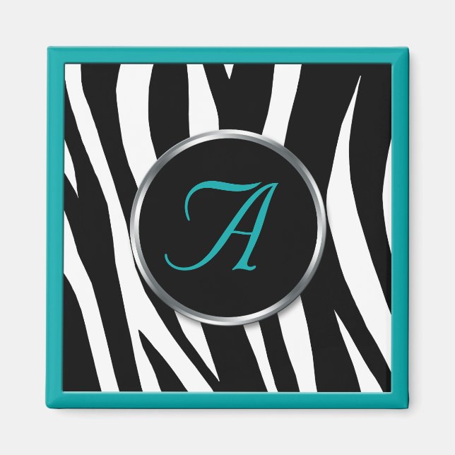 Íman Magneta de Monograma para Impressão Chic Zebra (Frente)