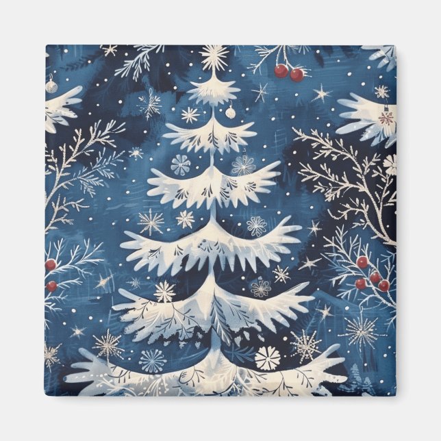 Íman Magneta de Natal Branco Azul (Frente)