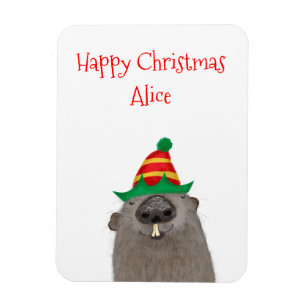 Íman Magneta de Natal de marmota personalizada