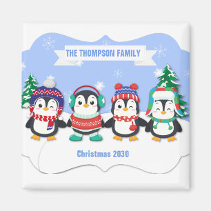 Íman Magneta de Natal de Quatro Pinguins Bonita Persona